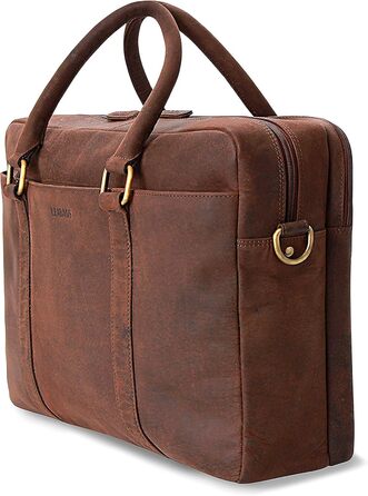 Сумка для ноутбука Leabags Leder Aktentasche (16 дюймів) з натуральної шкіри. Офісна сумка-месенджер через плече для чоловіків та жінок, темно-коричнева