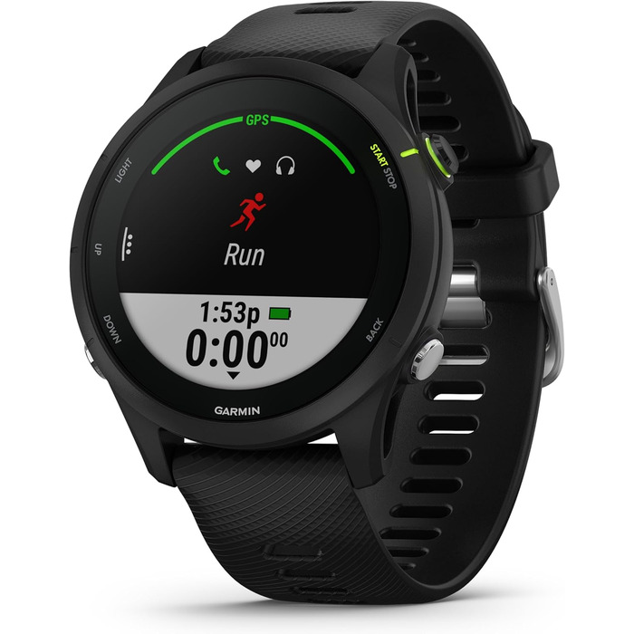 Garmin Forerunner 255 Music – GPS-годинник для бігу з індивідуальними планами тренувань, функціями для бігу та детальною аналітикою. 1.3' кольоровий дисплей, час роботи до 14 днів, водонепроникний, музика, 46 мм, чорний