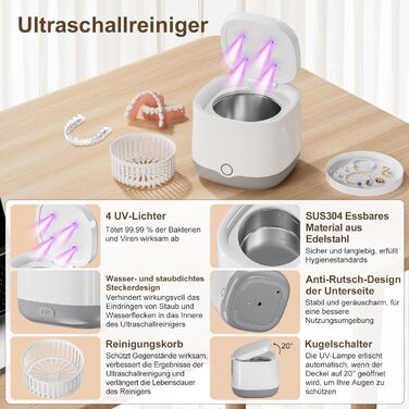 Ультразвуковий очищувач для зубних кап, брекетів та ювелірних виробів UV 45000Hz 24W - Dental Pod