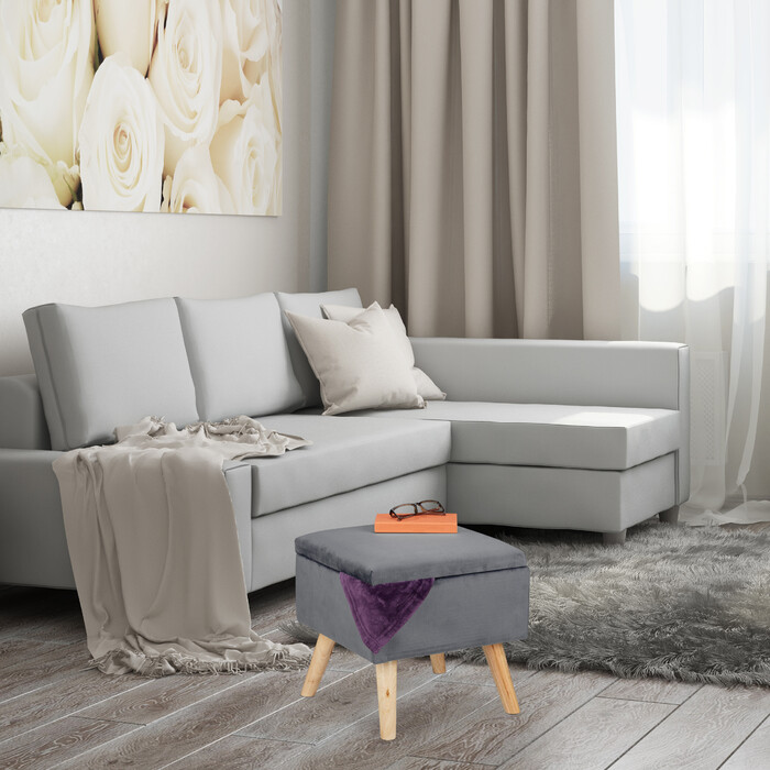 Оксамитовий табурет Relaxdays з місцем для зберігання