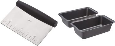 Amazon Basics - Loaf Pan, Non-Stick, Carbon Steel, 20.3 cm x 10 cm, 2-Pack & Multi-Purpose Kitchen Knife/Scraper, Stainless Steel