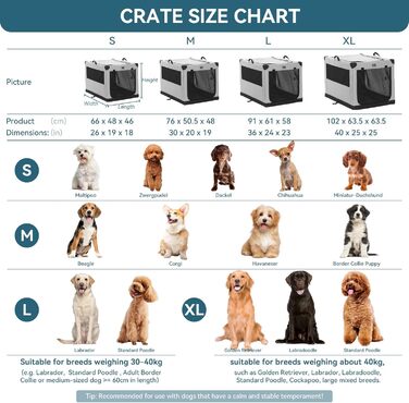 Клітка для собак Petsfit M, складана переноска для собак великих, середніх та малих порід, сіра