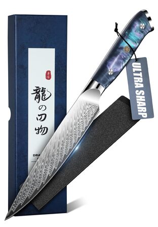 DRAGON RIOT Кухонний ніж професійний, шеф-ніж з ручкою з епоксидної смоли, з піхвою (універсальний)