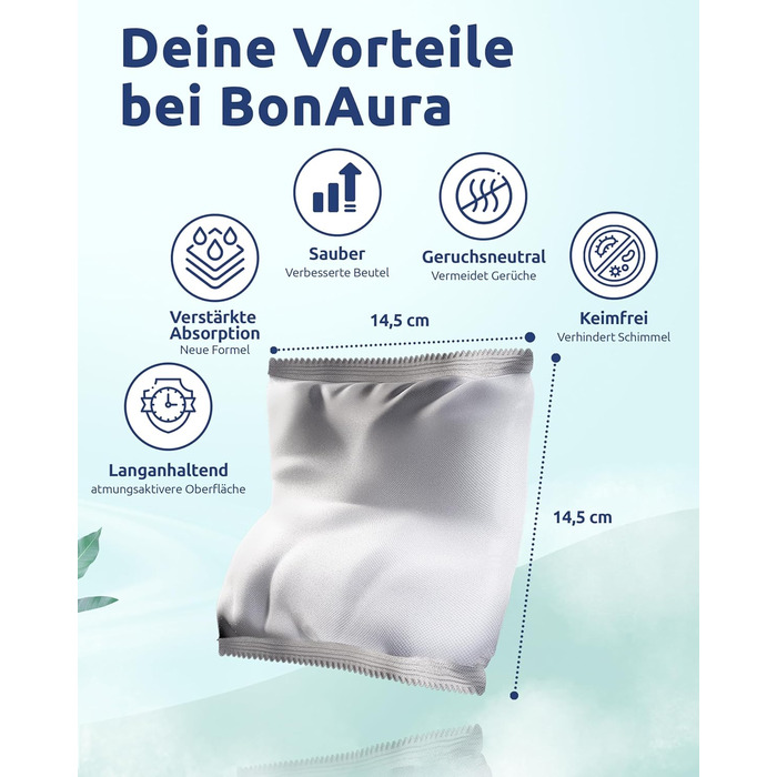 BonAura® Абсорбер вологи без струму - для підвалу, ванної кімнати та інших приміщень - набір з 6 гранул по 450г - захист від плісняви