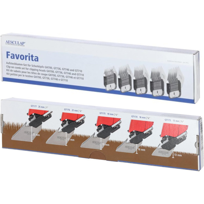 Машинка для стрижки собак та коней Aesculap Favorita CLi акумуляторна (червона) з набором гребінців | Професійна ергономічна машинка | LED-дисплей | Тімострижка для собак та коней