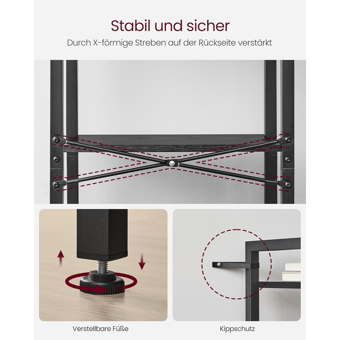 VASAGLE 4-Tier Regal mit offener Ablage