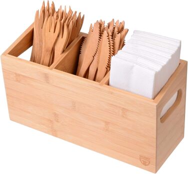 GRÄWE Bamboo Cutlery Holder with 3 Compartments