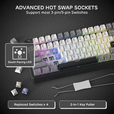 Механічна клавіатура Royal Kludge F99 з NumPad, 95/100 клавіш, Tri-Mode (BT/2.4G/USB-C), Hot-Swap, 5000 mAh, тихі перемикачі