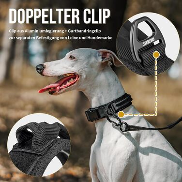 Нашийник для собак OneTigris, тактичний, з ручкою, чорний, S (25-33 см)