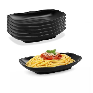 Прямокутні сервіровочні тарілки Teller Rechteckig, чорний порцеляновий набір для закусок, десертів, суші, салатів та інших страв (Ljp5008-6)