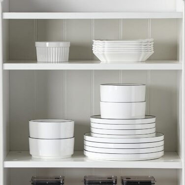 MALACASA, Leah Series, Dinnerware Set for 4 People, 12-Piece Porcelain Tableware Set, Combination Set, White Dinnerware with Black, Dinnerware Set consisting of 4x Dinner Plates, 4x Dessert Plates, 4x Cereal Bowls with Black Rim, 12-Piece