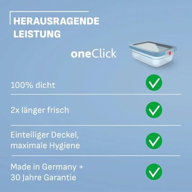 Контейнери для зберігання продуктів Emsa oneClick, набір 5 шт (0.5л x2, 1.2л x2, 2.3л x1), блакитні, Німеччина - герметичні, для морозилки, мікрохвильовки, посудомийки