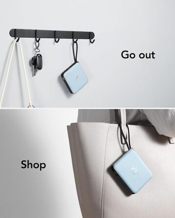 Power Bank VRURC 20000mAh з кабелем: компактний, швидка зарядка, 4 виходи, LED-дисплей, блакитний. Сумісний з iPhone, Huawei, Samsung.