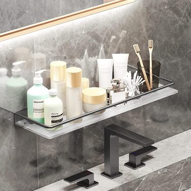 Acrylic Bathroom Shelf with Adhesive Wall Mount, 30 cm, Shower Shelf for Bathroom