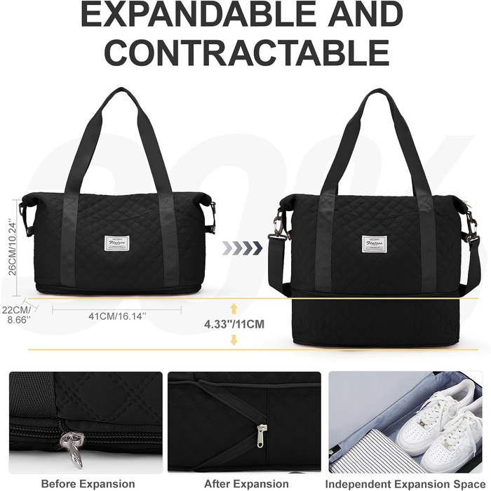 Спортивна сумка для жінок, Travel Duffle Bag, Fitnesstasche, ручна поклажа, з косметичкою та водонепроникним чохлом, бежева