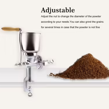 Manual Grinder, Table Clamp Corn Mill Grain Mill, Manual Mill Manually with Large Cast Iron Hopper for Grains, Seeds, Coffee, Corn, Pepper, Nuts 43 x 28 x 16 cm