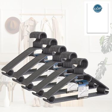 50 вешалок для одягу з поворотними гачками на 360 градусів, з переробленого пластику, чорного кольору, нековзні, економія місця, Made in EU. Блок для купівлі 50 шт. чорного кольору & Блок Hlkauf-block (50 шт. срібного кольору & Hlkauf-block)