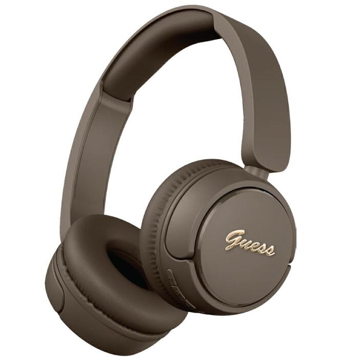Навушники навушні Guess Bluetooth 5.3 Metal Logo Script, коричневі