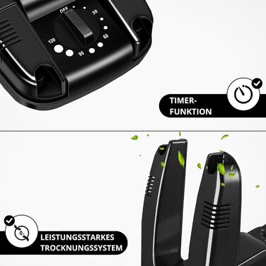 Сушарка для взуття Vonia з таймером - освіжувач взуття - усуває неприємний запах - чорна (стандартна)