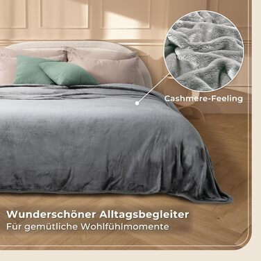 Плед Gräfenstayn® Kuscheldecke Cashmere-Feeling: м'який та пухнастий, 150x200 см, 220x240 см, світло-сірий