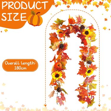 Гірлянда з листя клена для осіннього декору: 3м, 30 LED, для дому та вулиці
