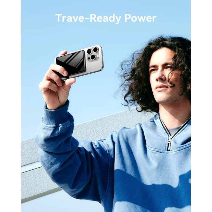 Power Bank Magsafe 5000mAh/10000mAh (Сірий/Чорний) - Бездротова зарядка, PD 20W, USB-C, Тонкий, для iPhone 16/15/14