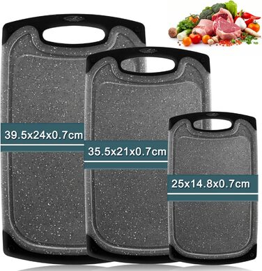 Набір дерев'яних обробних дощок Hunnycook 3 шт. з піддоном для соку, антибактеріальний, BPA-free, для миття в посудомийній машині