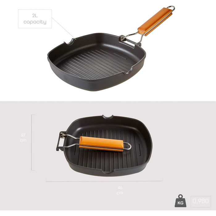 WECOOK! Ecostone Гриль сковорода алюмінієва з антипригарним покриттям рифлена 24x24 см