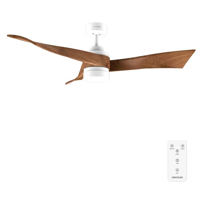 Стельовий вентилятор Cecotec EnergySilence Aero 5280 LightWood з LED підсвіткою 18W, діаметр 132 см, DC мотор, пульт, таймер, режим зима/літо