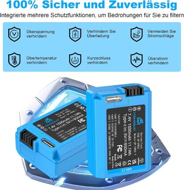 Набір акумуляторів NP-FW50 1300mAh та зарядний пристрій LCD для камер Sony ZV-E10, A6000, A6300, A6400, A6500, A5100, A5000, A7, A7II, A7R, A7RII, A7SII, 7RM2, 7SM2, 7M2, A55, RX10 II, III, IV, NEX-3/5/6/7, NEX-F3 (2 шт. акумулятори + 1 зарядний пристрій)