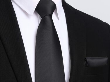 Чорний крават з кишеньковим хустиною HISDERN для вечірки, весілля та бізнесу