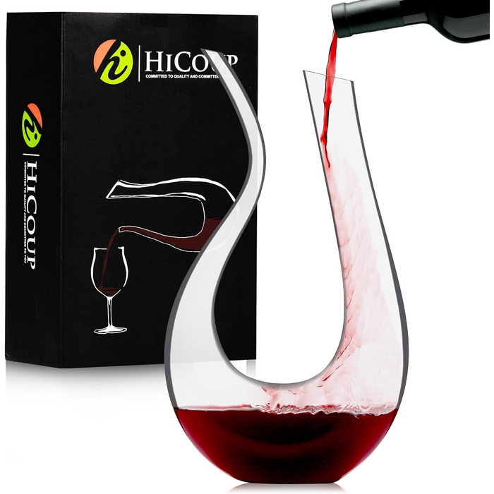 100% Lead-Free Crystal Glass U-Shaped Decanter - 1L Elegant Wine & Juice Carafe, perfect for aeration and serving, gift-ready with luxurious packaging