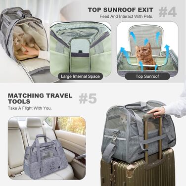 Транспортна переноска для собак та котів PETCUTE, сіра, з м'яким матрацом