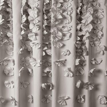 Шторка для душу Lush Decor Riley, 183x183 см, сіра, з бантиками, романтичний дизайн