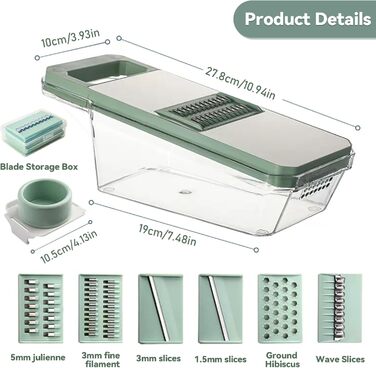 Мандоліна для овочів 7-в-1 з нержавіючої сталі – набір для нарізки овочів та шинкування | Професійний овочевий слайсер для салату та напівфабрикатів