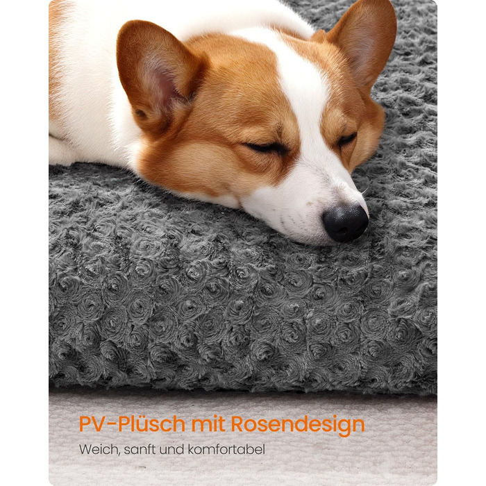 Ліжко для собак Feandrea XL, м'яка підстилка для великих собак, 110 x 73 см, сірий колір, PGW293GN01