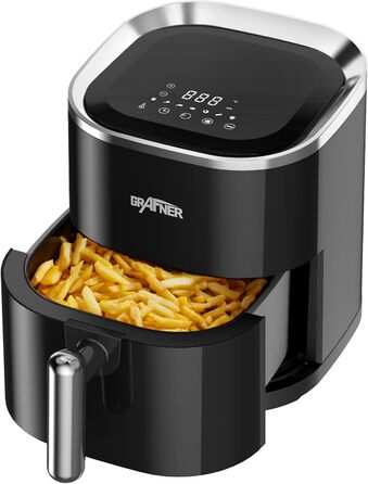 Фритюрниця повітряна Grafner XL, 3.6 л, 1200 Вт, LED-дисплей, 7 програм, система 360° обертання, таймер, антипригарне покриття, без олії