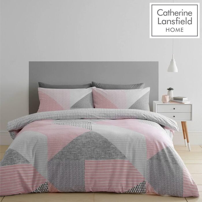 Комплект постільної білизни Catherine Lansfield Larsson Geo Easy Care, рожевий, двоспальний (UK Double)