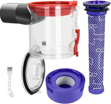 Замінник контейнера для пилу сумісний з Dyson V7 V8 SV10 SV11, покращений пилозбірник з HEPA та попереднім фільтром + щітка для чищення, каністра для пилу, запчастини Dyson 967699-01