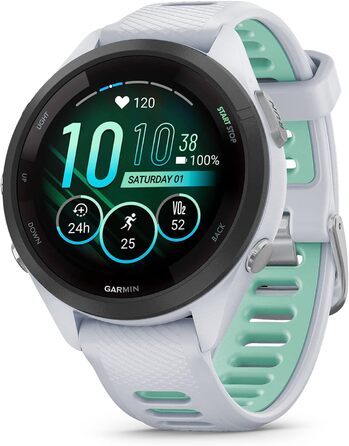 Розумний годинник Garmin Forerunner 265 чорний/світлосірий (42 мм, ремінці Whitestone та Neo Tropic)