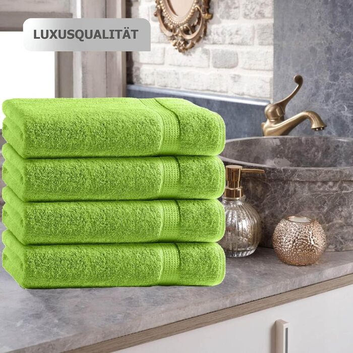 Набір рушників для рук Class Home Collection Ftee, 100% бавовна, м'які та гігроскопічні, з петелькою для підвішування, яблучно-зелені, 30x50 см, 10 шт.