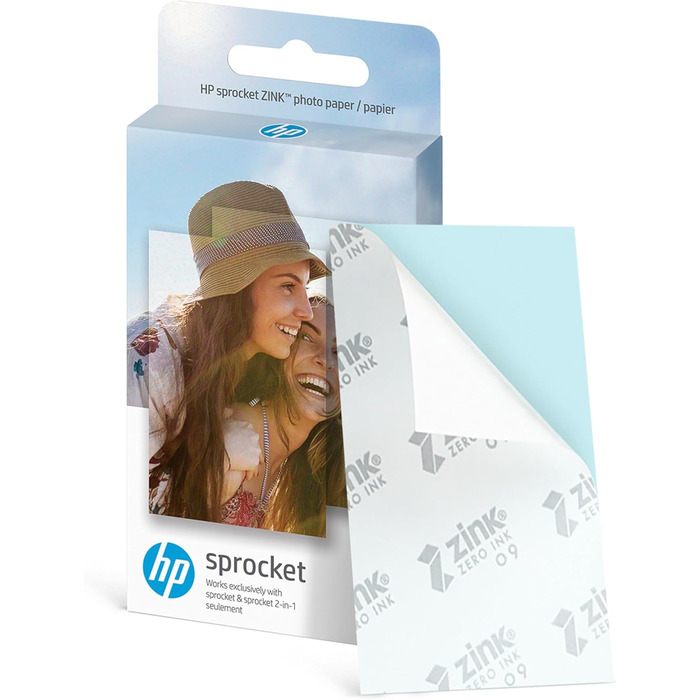 HP Sprocket: Портативний принтер для миттєвого друку фото, 5.1 x 7.6 см, білий. Стартовий набір