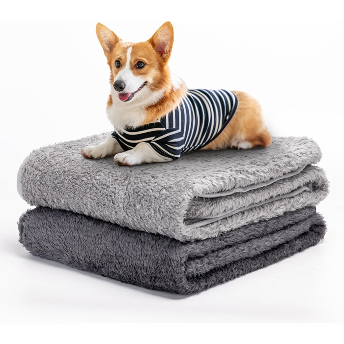 Плед для собак та котів Nobleza: м'який флісовий плед, 100x80 см, 2 шт. (темно-сірий та світло-сірий)