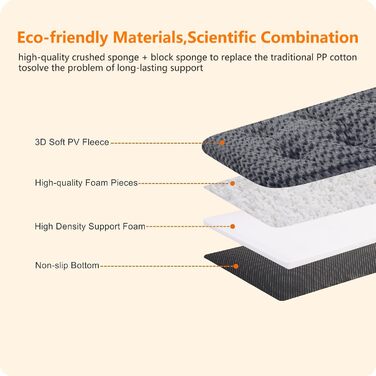 Ортопедичний лежак для собак, двоярусний килимок для собак, зручний лежак для собак, знімний кошик для собак, 90 см для собак маленьких та середніх порід, темно-сірий, розмір L 89 x 59 x 10 см
