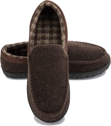 Домашні тапочки NewDenBer для чоловіків: мокасини з піною пам'яті, теплі та зручні, з неслизькою гумовою підошвою (41 EU, 1 Коричневий)