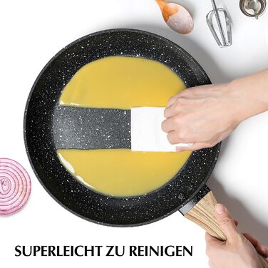 Сковорода з антипригарним покриттям Michelangelo з кришкою 28 см, глибока сковорода для смаження та тушкування, чорна, підходить для індукційних плит