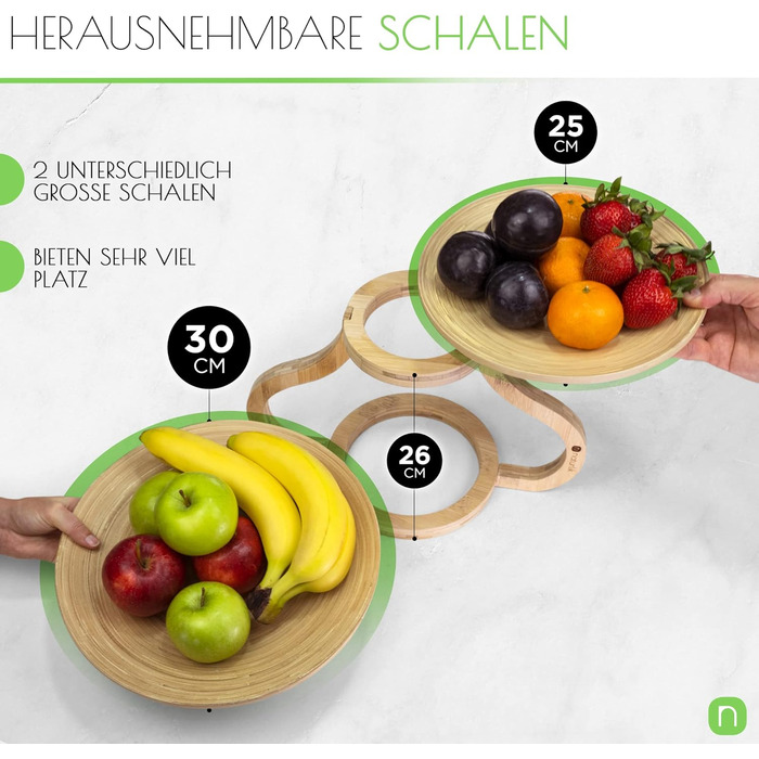 Натуралік: Двоярусна етажерка для фруктів з бамбука - Натуральне зберігання