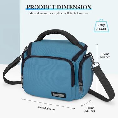 Сумка для камери Baigio: фотосумка для DSLR/SLR з відділеннями для об'єктивів та аксесуарів (блакитна)