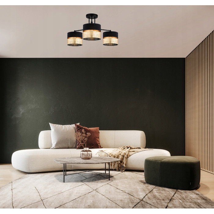 Підвісна лампа Elko-Lighting, чорно-золота, металева, 3-точкова, 28 см