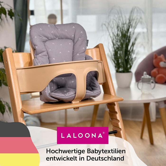 Зменшувач сидіння LaLoona для стільчика Stokke Tripp Trapp, м'яка дитяча подушка з бавовни, OEKO-TEX, машинне прання, сірий з візерунком
